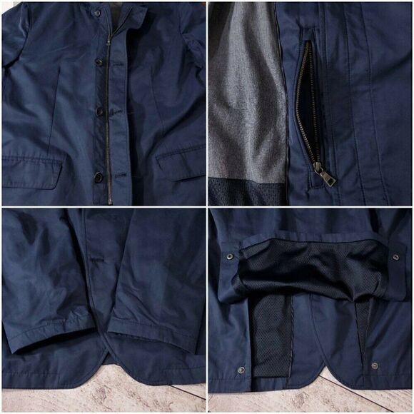 Flaws Vince Tech Blazer 3 Button Full Zip Navy Blue Mens Size 46 Polyester - Picture 9 of 12